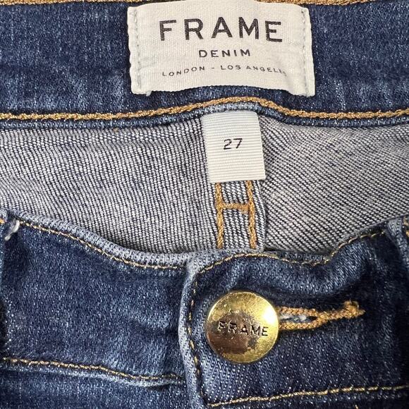 FRAME Denim Le Nouveau Straight Mid Rise Cuff Detail Cropped Jeans Size 27 - Picture 4 of 11